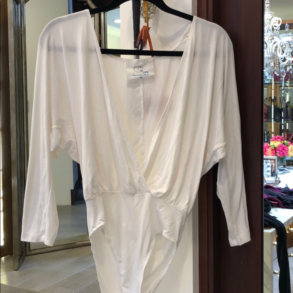 Blue life white long sleeve body suit size XS